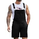 Bindefon Denim Overalls for Men Short Jumpsuit Work Bib Coveralls