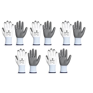 bindian garden gloves for gardening work durable hand gloves for home garden use essential gardening accessories for plant care digging weeding amp outdoor tasks protective gloves grey 5 pair