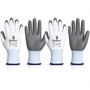 bindian garden gloves for gardening work durable hand gloves for home garden use essential gardening accessories for plant care digging weeding amp outdoor tasks protective gloves grey 2 pair