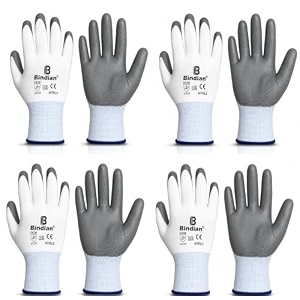 bindian garden gloves for gardening work durable hand gloves for home garden use essential gardening accessories for plant care digging weeding amp outdoor tasks protective gloves grey 4 pair