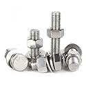 10-Pack(40pcs) M8x60mm Hex Head Bolts Screws and M8 Hex Nuts Flat Washers Spring Lock Washers Set,304 Stianless Steel, Plain Finish, DIN933
