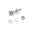 10-Pack M10 x 30mm Hexagon Screws Hex Bolts with M10 Hex Nuts Flat Washers/Spring Lock Washers Set, 304/18-8, Plain Finish