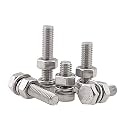 10-Pack M8 Hex Bolts and Nuts Set, 50mm, 304/18-8, DIN933, Plain Finish