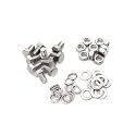 10-Pack M8 x 14mm Hex Bolts with M8 Hex Nuts M8 Flat Washers/Spring Lock Washers Set, 304/18-8, Plain Finish