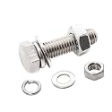 10-Pack M8 x 35mm Hexagon Bolts Hex Screws with M8 Hex Nuts M8 Flat Washers/Spring Lock Washers Set, 304/18-12, Plain Finish