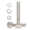 10-Pack M8 x 65mm Hex Bolts with M8 Hex Nuts M8 Flat Washers/Spring Lock Washers Set, 304/18-15, Plain Finish