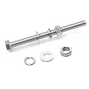 4-Pack M6 x 170mm Hexagon Screws Hex Bolts with M6 Hex Nuts Flat Washers/Spring Lock Washers Set, 304/18-8, Plain Finish