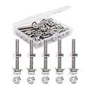 5/16-18 x 2" Hex Bolts Washers Nuts Set, 30 Pieces, 304 Stainless Steel, Plain Finish, 5/16"-18 Hex Nuts, 5/16"-18 Nylon Inserted Nuts, 5/16" Spring Washer, 5/16" Flat Washers