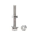 5/16"-18 x 6 Hex Bolts Flat/SpringWashers and Hex Nuts Set, 304 Stainless Steel, Plain Finish, Pack of 20(4 Sets)