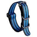 BINLUN Premium Ballistic Nylon Watch Strap, Heavy Duty 5-Ring Replacement Watch Band with Stainless Steel Buckle, Comfortable Sport Band for Men Women, Fits 18-24mm