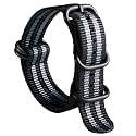BINLUN Premium Ballistic Nylon Watch Strap, Heavy Duty 5-Ring Replacement Watch Band with Stainless Steel Buckle, Comfortable Sport Band for Men Women, Fits 18-24mm