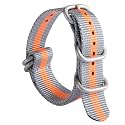 BINLUN Premium Ballistic Nylon Watch Strap, Heavy Duty 5-Ring Replacement Watch Band with Stainless Steel Buckle, Comfortable Sport Band for Men Women, Fits 18-24mm