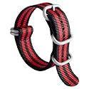 BINLUN Premium Ballistic Nylon Watch Strap, Heavy Duty 5-Ring Replacement Watch Band with Stainless Steel Buckle, Comfortable Sport Band for Men Women, Fits 18-24mm