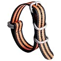 BINLUN Premium Ballistic Nylon Watch Strap, Heavy Duty 5-Ring Replacement Watch Band with Stainless Steel Buckle, Comfortable Sport Band for Men Women, Fits 18-24mm