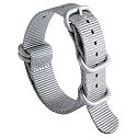 BINLUN Premium Ballistic Nylon Watch Strap, Heavy Duty 5-Ring Replacement Watch Band with Stainless Steel Buckle, Comfortable Sport Band for Men Women, Fits 18-24mm