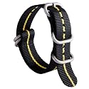 BINLUN Premium Ballistic Nylon Watch Strap, Heavy Duty 5-Ring Replacement Watch Band with Stainless Steel Buckle, Comfortable Sport Band for Men Women, Fits 18-24mm