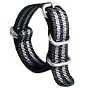BINLUN Premium Ballistic Nylon Watch Strap, Heavy Duty 5-Ring Replacement Watch Band with Stainless Steel Buckle, Comfortable Sport Band for Men Women, Fits 18-24mm