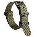 BINLUN Premium Ballistic Nylon Watch Strap, Heavy Duty 5-Ring Replacement Watch Band with Stainless Steel Buckle, Comfortable Sport Band for Men Women, Fits 18-24mm