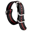 BINLUN Premium Ballistic Nylon Watch Strap, Heavy Duty 5-Ring Replacement Watch Band with Stainless Steel Buckle, Comfortable Sport Band for Men Women, Fits 18-24mm