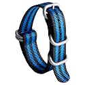 BINLUN Premium Ballistic Nylon Watch Strap, Heavy Duty 5-Ring Replacement Watch Band with Stainless Steel Buckle, Comfortable Sport Band for Men Women, Fits 18-24mm