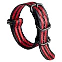 BINLUN Premium Ballistic Nylon Watch Strap, Heavy Duty 5-Ring Replacement Watch Band with Stainless Steel Buckle, Comfortable Sport Band for Men Women, Fits 18-24mm