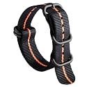 BINLUN Premium Ballistic Nylon Watch Strap, Heavy Duty 5-Ring Replacement Watch Band with Stainless Steel Buckle, Comfortable Sport Band for Men Women, Fits 18-24mm