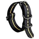 BINLUN Premium Ballistic Nylon Watch Strap, Heavy Duty 5-Ring Replacement Watch Band with Stainless Steel Buckle, Comfortable Sport Band for Men Women, Fits 18-24mm