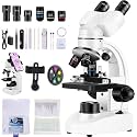 Binocular Microscope for Adults,with WF10x/25x Eyepieces,40X-2000X Magnification,Up/Down LED,with a Experiment Kit & Phone Adapter.Suitable for Labs,Schools,and Home Education
