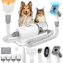 binROC Dog Vacuum Grooming & Hair Dryer for Shedding Grooming, 6 in 1 Pet Grooming Vacuum for Dogs Cats at Home with Pet Clippers and 4 Combs, 9 Adjustable Speed and Temperature Control Dog Blower