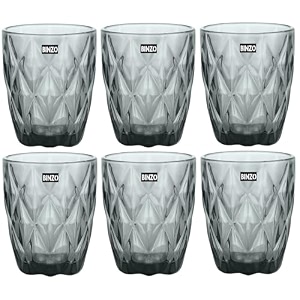 binzo color water glasses set of 6 300 ml textured grey black colored glassware drinking tumbler glass for juice drinks home kitchen beverage gift