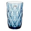 BINZO Color Water Glasses, Set of 6, 400 ml, Textured Blue Highball Colored Glassware, Drinking Tumbler Glass for Juice, Drinks, Home, Kitchen, Beverage, Gift (Blue, Long, 400 ml, Set of 6)