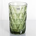 BINZO Color Water Glasses, Set of 6, 400 ml, Textured Green Highball Colored Glassware, Drinking Tumbler Glass for Juice, Drinks, Home, Kitchen, Beverage, Gift (Green, Long, 400 ml, Set of 6)