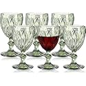 BINZO Color Water Glasses, Set of 6, 300 ml, Textured, Green Colored Glassware, Drinking Tumbler Glass for Juice, Drinks, Home, Kitchen, Beverage, Gift (Green, Small, 300 ml, Set of 6)