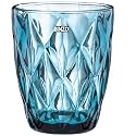 BINZO Color Water Glasses, Set of 6, 300 ml, Textured, Green Colored Glassware, Drinking Tumbler Glass for Juice, Drinks, Home, Kitchen, Beverage, Gift (Green, Small, 300 ml, Set of 6)