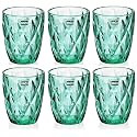 BINZO Color Water Glasses, Set of 6, 300 ml, Textured, Green Colored Glassware, Drinking Tumbler Glass for Juice, Drinks, Home, Kitchen, Beverage, Gift (Green, Small, 300 ml, Set of 6)