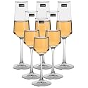 BINZO Crystal Champagne Flute Glasses, Set of 6, 250 ml, Slim Wine Glass, Premium Champagne Glass, Gift for Birthday, Wedding, Anniversary