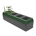Bio Green Provence Self Watering Planters – 4-Herb Window Boxes Planters with Water Level Indicator – Windowsill Planter – Modern Pot Design – Practical and Easy to Use, Grey, Dark Green (PRO-4)