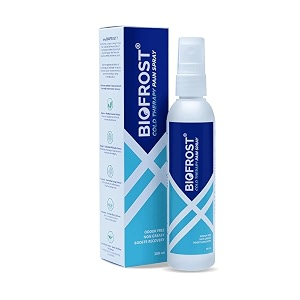 biofrost cold therapy pain relief spray pack of 2 100ml each  fast acting cooling relief after sports and workouts  perfect for muscle recovery joint back neck amp pain  non sticky easy apply