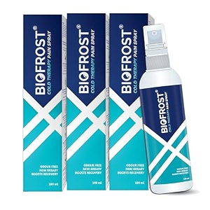 biofrost cold therapy pain relief spray pack of 3 100ml each  fast acting cooling relief after sports and workouts  perfect for muscle recovery joint back neck amp pain  non sticky easy apply