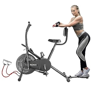 bionfit gym cycle for men amp women  2 year warranty max user weight 100 kg  exercise cycle with attached resistance band moving handles abs twister amp back support  free installation support