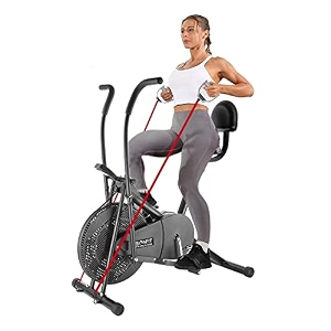 bionfit on07m patented air bike fitness exercise cycle for home with attached resistance toning tube amp moving handles amp back support for full-body workout best for cardio weight loss fitness cycle 
