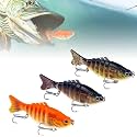 Bionic Swimming Lure with Propeller Tail, Jointed Pencil Hard Lure for Bass Pike Walleye, Freshwater Fishing Lures with Rattling Sound and Hooks, Slow Sinking Multijointed Swimbait
