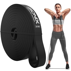 bionix resistance bands - pull up band - different levels thick heavy stretch bands for exercise workout calisthenics powerlifting crossfit yoga - men and women black