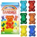 BioSwiss Bandages, Gummy Bear Shaped Self Adhesive Bandage Set, Latex Free, Sterile Wound Care, 50 Count