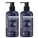 Biotin Hair Growth Shampoo for Men: Natural Thickening Shampoo with Tea Tree Oil Ginseng Mint for Hair Loss and Thinning Hair - 2 Packs