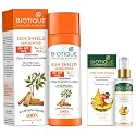 Biotique Apple Cider Vinegar Anti-Imperfection Daily Solution Face Serum for All Skin Types, 30ml & Sun Shield Sandalwood 50+SPF UVB Sunscreen Ultra Protective Lotion For All Skin Types, 120ml