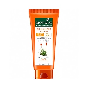biotique sun shield aloe vera 30 spf sunscreen ultra soothing lotion for normal skin 100ml pack of 1