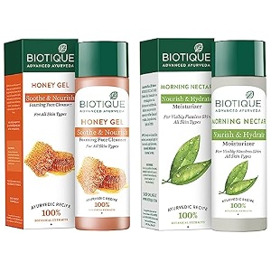 biotique bio honey gel refreshing foaming face cleanser 120ml amp biotique bio morning nectar visibly flawless skin moisturizer 120ml