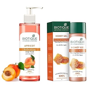 biotique bio honey gel refreshing foaming face cleanser 120ml amp apricot body wash transparent 200 ml