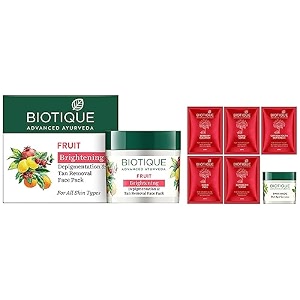 biotique bio party glow facial kit 65 g and biotique bio fruit whitening and depigmentation amp tan removal face pack 75g